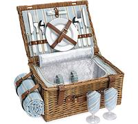 HappyPicnic Wicker Picnic Basket, Willow Storage Hamper Service Gift Set for Camping and Outdoor Party (light brown)