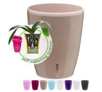 Happyplants Happy Plants ORCHIDEA Clear Orchid Self-Watering Flower Pot Planter With Water Level Indicator Water Reserve And Drainage Holes (Ø12.5CM Ø15CM Ø16.5CM) (Sand, Ø 15CM - 2L)