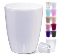 Happyplants ORCHIDEA Clear Orchid Self-Watering Flower Pot Planter With Water Level Indicator Water Reserve And Drainage Holes (White, Ø 15CM - 2L)