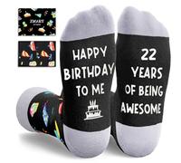 HAPPYPOP 22nd Birthday Gifts Socks Ideas - Gifts for 22 Year Old Women Men Best Gifts for 22 Year Old Male Female, 22 Years of Being Awesome Black, Medium
