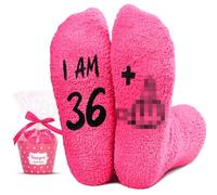 HAPPYPOP 37th Birthday Gifts for Women, Best Gifts for 37 Year Old Woman, 37 Year Old Gifts, Socks for Her Female, Soft I Am 37 Dark Pink, Medium