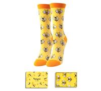 HAPPYPOP Funny Bee Socks Bumble Bee Gifts for Women Girls, Bee Keepers Gift Bee Keeping Gift Bee Accessories for Women Teens Girls, Bee Yellow, M