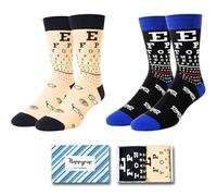 HAPPYPOP Novelty Socks For Men - Bowling Golf American Flag Socks, Doctor Nurse Optometry Music Math Gifts, Optometry 2 Pack, Medium