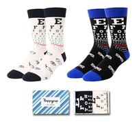 HAPPYPOP Novelty Socks For Men - Bowling Golf American Flag Socks, Doctor Nurse Optometry Music Math Gifts, Optometry 2 Pack, Medium