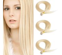 happyqueen-16" 18" 20" 22" -1.0g-Nano Ring Beads Remy Human Hair Extensions -Premium Quality (16" -25 strands, 25g, 613 (Bleach Blonde))