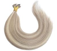 happyqueen-16" 18" 20" 22" -1.0g-Nano Ring Beads Remy Human Hair Extensions -Premium Quality (18" - 50 strands, 50g, 18/613 Ash/Bleach Blondes Mix)