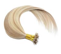 happyqueen-16" 18" 20" 22" -1.0g-Nano Ring Beads Remy Human Hair Extensions -Premium Quality - Beads Included (22" - 50 strands, 50g, 18/22 Ash/Medium Blonds Mix)