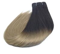 happyqueen - 65g Set - Half Head Remy Human Hair Weaves - Primium Quality - Hair Wefts Hair Extensions Weft weave (#Ombre 1B to 8 Natural Black to Light Brown, 24")