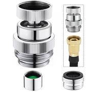 Happyreise Sink Faucet Adapter Kit,360 Degree Swivel Faucet to Garden Hose Adapter,Multi-Thread Garden Hose Adapter for Bathroom Kitchen,3/4" GHT thread Chrome