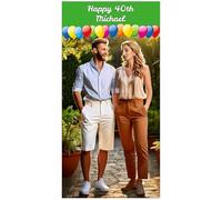 HappySnapGifts Lifesize Photo Poster with Personalised Birthday Theme - (Green) (150cm x 55cm)
