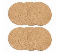 Happysnow Round Braided Placemats Set with 6 Natural Handmade 11.8 Thick Hot Pads Mats