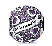 HappyStar 925 Sterling Silver Birthstone Charms fits Pandora Charms Bracelets for Woman，with 5A Cubic Zirconia Dangle Pendant Bead,Happy Birthday Charms for Bracelet and Necklace Valentine's Day,