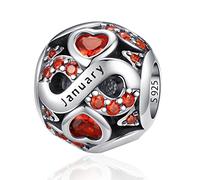 HappyStar 925 Sterling Silver Original Openwork Infinite Love Birthstone Charms for Bracelets Dangle Pendant Beads Charms With Cubic Zirconia Jewelry Birthday Gifts For Women