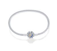 HappyStar 925 Sterling Silver Snake Chain Bracelet compatible Pandora charms With Fashion Classics Clasp Charm Bracelets jewellery Gift for Women(With Spacer Beads)