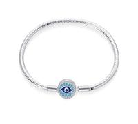 HappyStar 925 Sterling Silver Snake Chain Bracelet compatible Pandora charms With Fashion Classics Clasp Charm Bracelets jewellery Gift for Women(With Spacer Beads)
