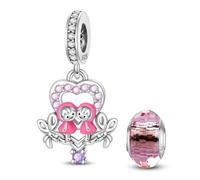HappyStar Tarot Cards Pendants 925 Sterling Silver Rose Flower Beads Charms Compatible Pandora European Bracelets Necklaces WomenJewellery(With Spacer Beads)