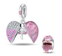 HappyStar Tarot Cards Pendants 925 Sterling Silver Rose Flower Beads Charms Compatible Pandora European Bracelets Necklaces WomenJewellery(With Spacer Beads)