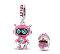 HappyStar Tarot Cards Pendants 925 Sterling Silver Rose Flower Beads Charms Compatible Pandora European Bracelets Necklaces WomenJewellery(With Spacer Beads)