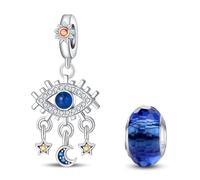 HappyStar Tarot Cards Pendants 925 Sterling Silver Rose Flower Beads Charms Compatible Pandora European Bracelets Necklaces WomenJewellery(With Spacer Beads)
