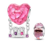 HappyStar Tarot Cards Pendants 925 Sterling Silver Rose Flower Beads Charms Compatible Pandora European Bracelets Necklaces WomenJewellery(With Spacer Beads)