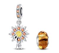 HappyStar Tarot Cards Pendants 925 Sterling Silver Rose Flower Beads Charms Compatible Pandora European Bracelets Necklaces WomenJewellery(With Spacer Beads)