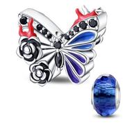 HappyStar Tarot Cards Pendants 925 Sterling Silver Rose Flower Beads Charms Compatible Pandora European Bracelets Necklaces WomenJewellery(With Spacer Beads)