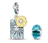 HappyStar Tarot Cards Pendants 925 Sterling Silver Rose Flower Beads Charms Compatible Pandora European Bracelets Necklaces WomenJewellery(With Spacer Beads)