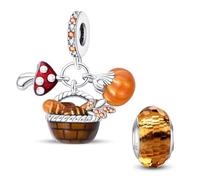 HappyStar Tarot Cards Pendants 925 Sterling Silver Rose Flower Beads Charms Compatible Pandora European Bracelets Necklaces WomenJewellery(With Spacer Beads)