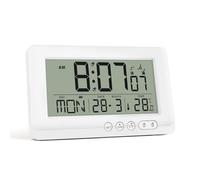 HappyStream Alarm Clock Digital Radio-Controlled Alarm Clock Digital with Indoor Temperature Display, Snooze Function, Backlight, Battery Operated (White)