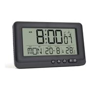 HappyStream Alarm Clock Digital Radio-Controlled Alarm Clock Digital with Indoor Temperature Display, Snooze Function, Backlight, Battery Operated (Black)