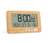 HappyStream Alarm Clock Digital Radio-Controlled Alarm Clock Digital with Indoor Temperature Display, Snooze Function, Backlight, Battery Operated (Khaki)