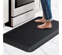 HappyTrends Kitchen Floor Mat - 4/5 Inch Thick Anti-Fatigue Kitchen Rug,Waterproof Non-Slip Kitchen Mats and Rugs Heavy Duty Ergonomic Comfort Rug for Kitchen,Office,Sink,Laundry,(17.3" x 28", Black)