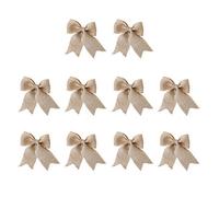 Happyupcity 10PCS Simple and Rustic Handmade Burlap Bowknot Jute Bows DIY Craft Accessories for Wedding Party Christmas Tree Sun Cap Wrapping Home Daily Life Decoration(A Color)