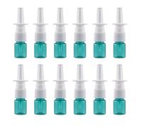 Happyupcity 12Pcs 5ml Empty Green Plastic Nasal Spray Bottles Refillable Fine Mist Sprayers with Press Head Portable Makeup Water Container for Perfumes Essential Oils