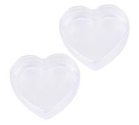 Happyupcity 2Pcs Transparent Plastic Heart Shaped Acrylic Box with Lid Mini Storage Candy Boxes Cube Organizer Containers for Tiny Jewelry Party Favors Supplies