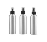 Happyupcity 3PCS 150ML 5oz Silver Empty Aluminum Spray Bottle Jars with Black Head Fine Mist Sprayer Atomizers Makeup Cosmetic Containers Travel Holder Dispenser for Toner Emollient Water