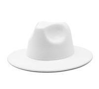 Happyupcity White Big Wide Brim Felt Fedora Hat for Women Men Adjustable Classic Dress Panama Hat Trilby Hat