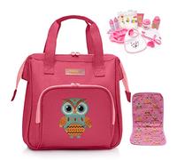 HappyVk- Baby Doll Diaper Bag with Doll Changing Pad and Doll Accessories Set - Handbag for Girls- Owl Embroidery