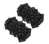 Happyyami 1 Pair Black Bows for Shoes Crystal Shoe Clips with Beaded Bow Shape Stylish Silk and Crystal and Clips Gift for Women