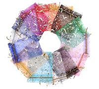 Happyyami 100Pcs Sheer Organza Bags Mixed Color Drawstring Jewelry Pouches for Weddings Birthdays Anniversaries for Storing Items Favors Treasures