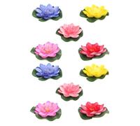 Happyyami 10pcs Artificial Floating Lotus Flower Water Lily Plants Simulation Aquatic Decor for Fish Tank Use Variety of Colors Including Red Yellow Blue Pink and Lotus