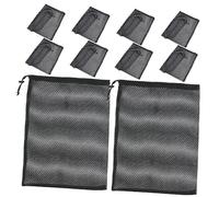Happyyami 10Pcs Black Mesh Drawstring Bags Tear Resistant Polyester Net Storage for Sports Swimming Laundry Travel Multi Functional Reusable Washable Organizer