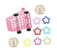 Happyyami 10pcs Interactive Parrot Cart Toy Set Bird Activity Training Toys Sturdy Plastic Suitable for Parrots Conures Budgies Engaging Play for Pet Birds