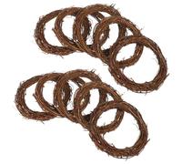 Happyyami 10pcs Natural Grapevine Wreath Vine Branch Wreath Front Door Round Garland Spring Party Decoration for DIY Craft Easter Christmas Wedding Holidays Garden Decor 15cm