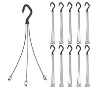 Happyyami 10pcs Plastic Pot Hanger with Three Point Support for Plant Pots | Black Finish, Curved Top and Flexible Arms, Supports Succulent Planters, Porches, Window Sill Rod