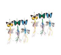 Happyyami 12pcs Cat Teaser Attachment Safe Replacement for Interactive Play Butterfly Dragonfly Design Lightweight and Flexible Toys for Kittens and Cats