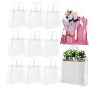 Happyyami 12pcs Clear Tote Bags with Comfortable Handles Durable Reusable Present Bags for Parties Weddings and Shopping Closures Versatile