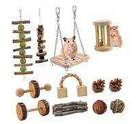 Happyyami 12pcs Pet Plaything for Hamsters and Natural Wood Teeth-grinding Toys and Chewing Accessories for Animals Safe and Design
