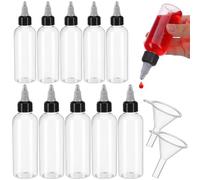 Happyyami 12pcs Salad Dressing Squeeze Bottles Set with 5x100ml 5x60ml Bottles and 2 Pcs Funnel Food-grade Condiment Dispensers for Sauces Honey Mustard - Refillable Dropper for Kitchen