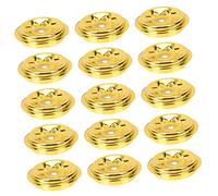Happyyami 15pcs Metal Oil Lamp Floating Wicks Holder Wick Base Disc Tray Lightweight and Sturdy Suitable for Home Decor Temple Scene Layout Golden Candle Stand